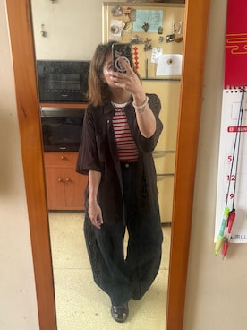 「アイテム（タンクトップ、レッド系）」を使った、培333さん（レディース・153cm）の秋コーディネート