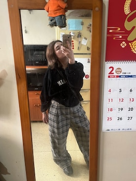 「アイテム（ライダースジャケット、グリーン系）」を使った、培333さん（レディース・153cm）の冬コーディネート