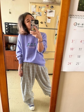 「PULL&BEAR（プルアンドベア）のアイテム（スウェット）」を使った、培333さん（レディース・153cm）の春コーディネート