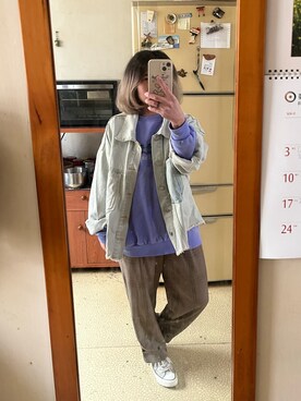 「PULL&BEAR（プルアンドベア）のアイテム（スウェット）」を使った、培333さん（レディース・153cm）の春コーディネート