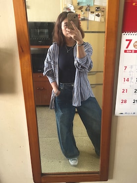 「PULL&BEAR（プルアンドベア）のアイテム（トップス）」を使った、培333さん（レディース・153cm）の夏コーディネート
