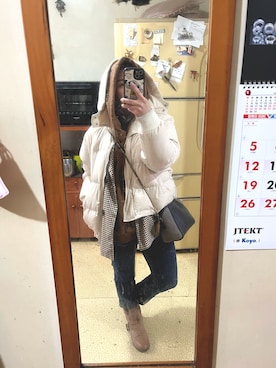 「帽T」｜培333さん（レディース・153cm）の冬コーディネート