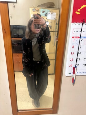 「無（ム）のアイテム（テーラードジャケット、ブラック系）」を使った、培333さん（レディース・153cm）の春コーディネート