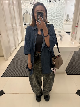 「アイテム（チノパンツ）」を使った、培333さん（レディース・153cm）の秋コーディネート