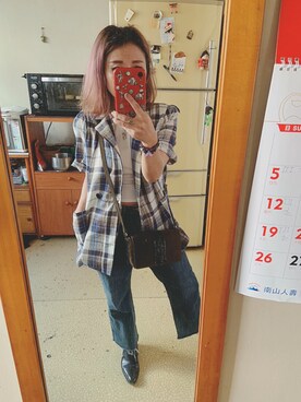 「西裝外套」｜「アイテム（アクセサリー）」を使った、培333さん（レディース・153cm）の秋コーディネート
