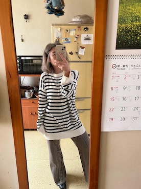 「アイテム（ライダースジャケット、グリーン系）」を使った、培333さん（レディース・153cm）の春コーディネート