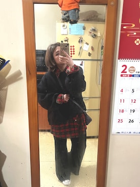 「アイテム（マウンテンパーカー、ブラウン系）」を使った、培333さん（レディース・153cm）の冬コーディネート