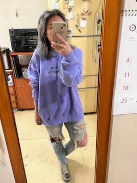 「PULL&BEAR（プルアンドベア）のアイテム（スウェット）」を使った、培333さん（レディース・153cm）の冬コーディネート