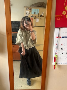 「アイテム（ジャンパースカート）」を使った、培333さん（レディース・153cm）の秋コーディネート