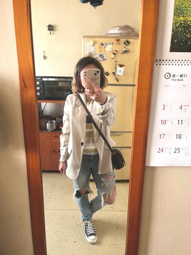 「西裝外套」｜「アイテム（ジャケット/アウター）」を使った、培333さん（レディース・153cm）の春コーディネート