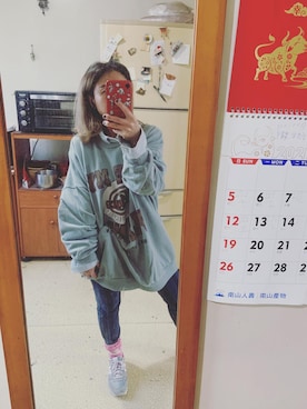 「PULL&BEAR（プルアンドベア）のアイテム（スウェット）」を使った、培333さん（レディース・153cm）の冬コーディネート