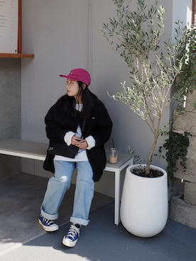 「NOAH（ノア）のアイテム（帽子）」を使った、huaさん（レディース・151cm）の春コーディネート