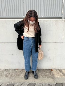 「クルーネックTシャツ」｜Chiiiiiさん（レディース・160cm）の秋コーディネート