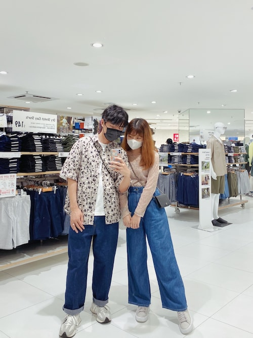 ゴーシュ バーズアイ デニム ワイドパンツ です(´◡` )♩ ゴーシュ バーズアイ デニム ワイドパンツ です(´◡` )♩