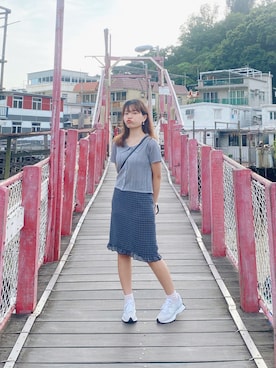 「GU（ジーユー）のアイテム（カーディガン/ボレロ、グレー系）」を使った、𝐸𝑛𝑧𝑖𝑒𝑒𝑒さん（レディース・160cm）の夏コーディネート