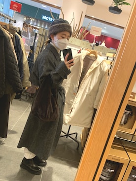 「仕事着」｜「アイテム（ステンカラーコート）」を使った、madoka さん（レディース・152cm）の冬コーディネート