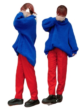 「JUNOAH（ジュノア）のアイテム（スラックス）」を使った、momoさん（レディース・154cm）の冬コーディネート