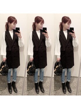 「emi+（エミプラス）のアイテム（その他アウター）」を使った、yuさん（レディース・155cm）の冬コーディネート