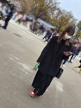 【sacai】カーキ スーツ＆メルトンウール ミディアムスカート Sacaiのスカートを使った人気ファッションコーディネート - WEAR