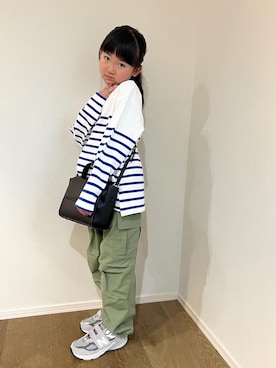 「アイテム（カーゴパンツ）」を使った、inuさん（キッズ・130cm）の春コーディネート