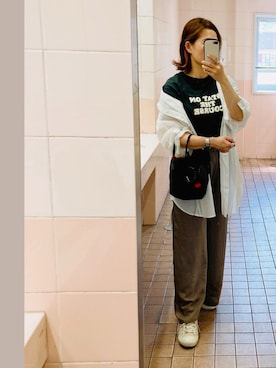 「Ungrid（アングリッド）のロゴ発砲プリントTee（Tシャツ/カットソー）」を使った、kaorin☆さん（レディース・156cm）の夏コーディネート