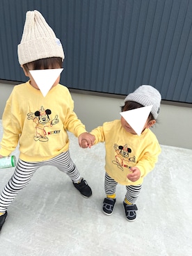 「きょうだいコーデ」｜「アイテム（帽子）」を使った、𝚜𝚘𝚞𝚔𝚞𝚗さん（キッズ・90cm）の秋コーディネート