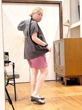 「EKAL（エカル）のPertex ハット（ハット、グレー系）」を使った、チコたんさん（レディース・156cm）の春コーディネート