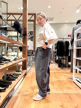 「URBAN RESEARCH DOORS（アーバンリサーチドアーズ）のシルケットクロップドプルオーバー（Tシャツ/カットソー、ベージュ系）」を使った、チコたんさん（レディース・156cm）の夏コーディネート