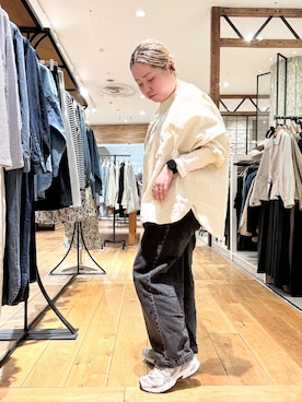 「かぐれ（カグレ）のシフォン天竺カットソー（Tシャツ/カットソー、ホワイト系）」を使った、チコたんさん（レディース・156cm）の春コーディネート