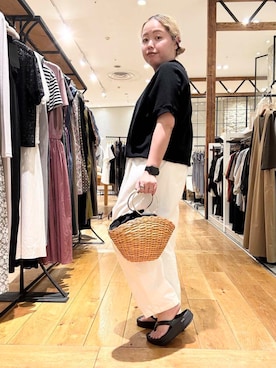 「かぐれ（カグレ）のサカリバーフレンチスリーブ（Tシャツ/カットソー）」を使った、チコたんさん（レディース・156cm）の夏コーディネート