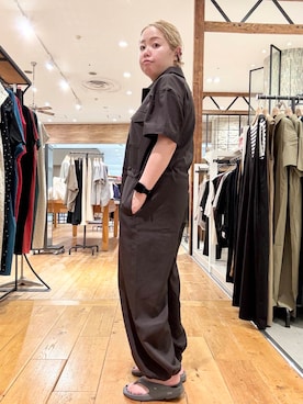 「ぽっちゃり」｜「アイテム（オールインワン・サロペット）」を使った、チコたんさん（レディース・156cm）の夏コーディネート