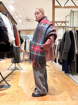 「アイテム（その他アウター、レッド系）」を使った、チコたんさん（レディース・156cm）の冬コーディネート