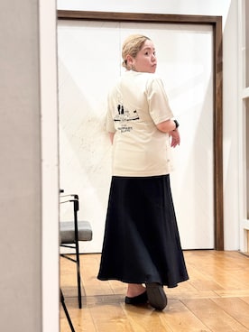 「URBAN RESEARCH DOORS（アーバンリサーチドアーズ）の別注/Disney/バックプリントTシャツ（Tシャツ/カットソー、ベージュ系）」を使った、チコたんさん（レディース・156cm）の夏コーディネート
