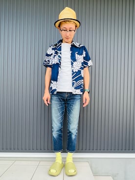 「麦わら帽子」｜ちーばくんさん（メンズ・165cm・40代）の夏コーディネート