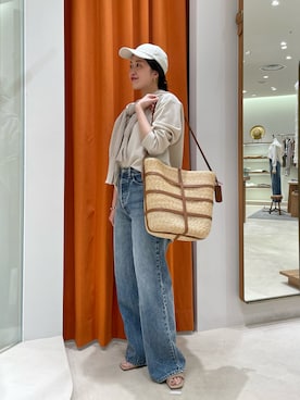 「Whim Gazette（ウィムガゼット）のアイテム（かごバッグ）」を使った、CHIHIROさん（レディース・161cm）の春コーディネート