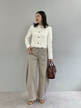 「ボストンバッグ」｜「アイテム（ノーカラージャケット）」を使った、CHIHIROさん（レディース・161cm）の夏コーディネート