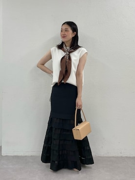 「オーガンジー」｜「アイテム（アクセサリー）」を使った、CHIHIROさん（レディース・161cm）の春コーディネート