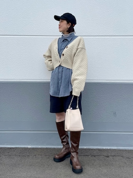 「ほめられ本命コーデ」｜「アイテム（キャップ）」を使った、CHIHIROさん（レディース・161cm）の冬コーディネート