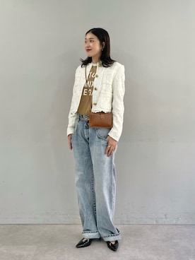 「Tシャツ×デニム」｜「アイテム（ノーカラージャケット）」を使った、CHIHIROさん（レディース・161cm）の夏コーディネート