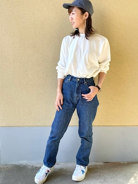 「ジーンズコーデ」｜「アイテム（帽子）」を使った、ayu_____u.さん（レディース・164cm）の秋コーディネート