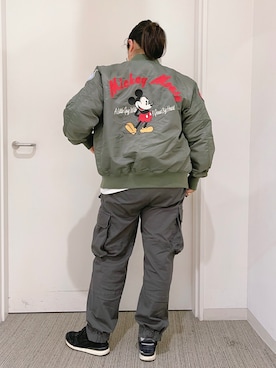「ミッキー」｜「アイテム（カーゴパンツ）」を使った、misiaさん（レディース・165cm）の秋コーディネート