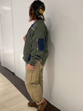 「初秋コーデ」｜「アイテム（MA-1）」を使った、misiaさん（レディース・165cm）の夏コーディネート