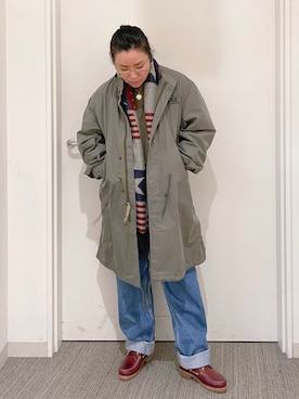 「AVIREX（アヴィレックス）のアイテム（モッズコート）」を使った、misiaさん（レディース・165cm）の秋コーディネート