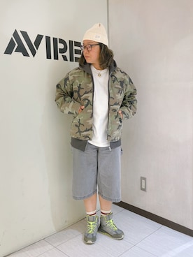 「アイテム（ミリタリージャケット）」を使った、misiaさん（レディース・165cm）の秋コーディネート