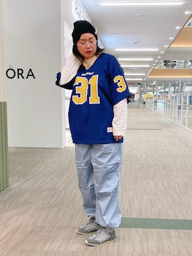 「ブルーコーデ」｜「アイテム（ニットキャップ/ビーニー）」を使った、misiaさん（レディース・165cm）の冬コーディネート