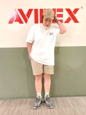 「AVIREX（アヴィレックス）のLINE CREW SOCKS/ ラインクルーソックス（ソックス/靴下）」を使った、misiaさん（レディース・165cm）の夏コーディネート