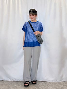 「SHOO・LA・RUE（シューラルー）のフラワー刺繍キャップ（キャップ、ブラック系）」を使った、おうめさん（レディース）の春コーディネート