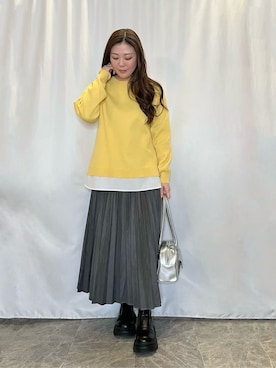 「アイテム（ボストンバッグ、シルバー系）」を使った、おうめさん（レディース・160cm）の冬コーディネート