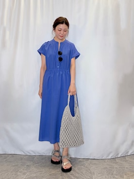 「SHOO・LA・RUE（シューラルー）のメタル×ボストンサングラス（サングラス、グレー系）」を使った、おうめさん（レディース）の春コーディネート