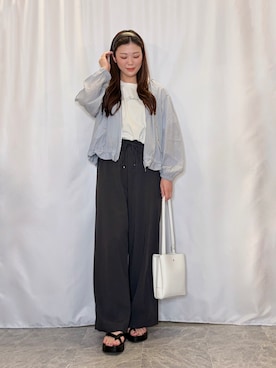 「SHOO・LA・RUE（シューラルー）の【S-LL】軽やかな シアーライトブルゾン（ブルゾン、ブルー系）」を使った、おうめさん（レディース）の夏コーディネート